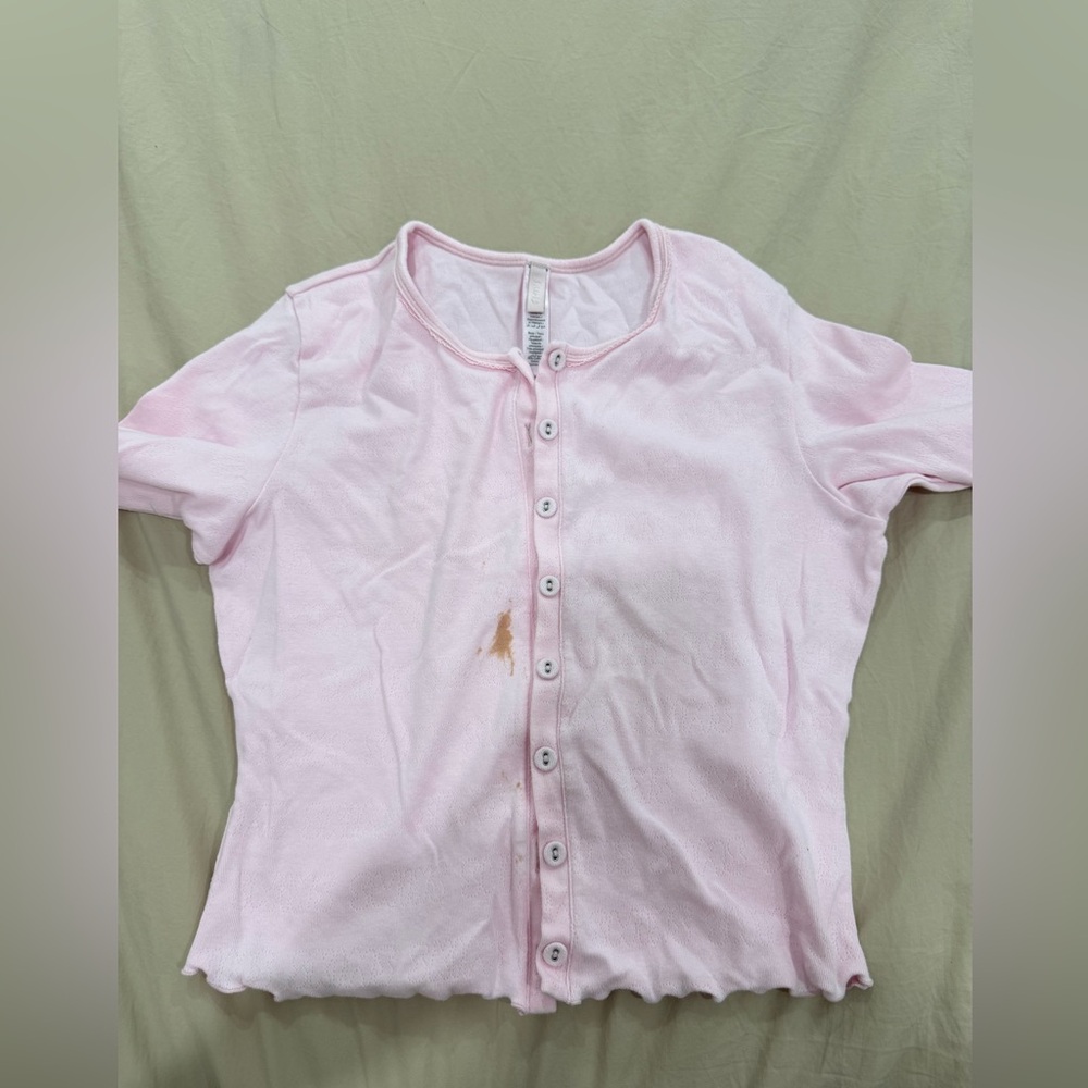 Skims - Logo pointelle long sleeve cardigan